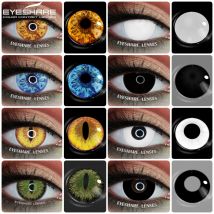 EYESHARE 1 Paar Cosplay-Farbkontakte für Augen, Anime, weiße Linsen, hochwertige weiche rote Linse, schwarze Augenlinse, Schönheits-Make-up, jährlich