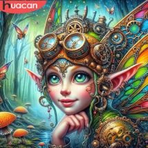 HUACAN Diamant Mosaik Fee 5D Strass Bilder Mädchen Malerei Porträt Lotus Neuheiten Blume Schlafzimmer Dekoration