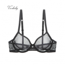 Varsbaby Damen-BH aus Netzstoff, durchsichtig, Bügel, ungefüttert, transparenter Büstenhalter, sexy, ultradünne Garnunterwäsche, Übergröße, CDE-Cup-BHs