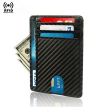 Ultra Thin Credit Card Holder Pu Leather Slim Wallet RFID Blocking Carbon Fiber Minimalist Cardholder Smart Wallets for Men