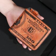 Portafoglio da uomo in pelle alla moda con design in dollari USA: spazioso ed elegante con porta carte fotografiche per l'uso quotidiano