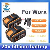 100% nuovo Per Worx 20V 4.0-10.0mAh Batteria agli ioni di litio ad alta capacità WA3551 WA3553 WA3641 WX373 WX390