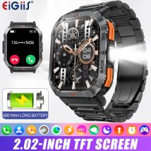 EIGIIS Smart Watch 3ATM impermeabile 2.02 "TFT S50 uomo Sport con bussola e torcia a LED monitoraggio della salute Fitness Tracking Bl