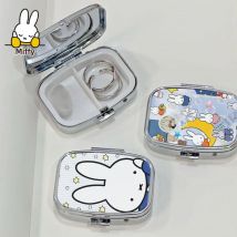 Kawaii Miffy Rabbit Schmuckschatulle, niedliche Cartoon-tragbare Fächer, Metall-Süßigkeitsbox, Medikamenten-Aufbewahrungsbox, feuchtigkeitsbeständig, versiegelt