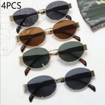 4PCS ovale Persönlichkeit Metall kleine runde Mode Brille Strand Zubehör für Frauen Brille Shades