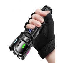 High Power Flashlight 10000 Ultra Powerful Torch Usb Rechargeable Led Lamp Fluorescence Army Tactical Flashlight Hunting Camping