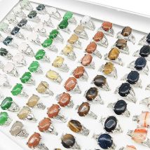 20/50 teil/los Großhandel Böhmen Mix Stil natürliche Adern Stein Fingerringe für Frauen rosa Kristall Achat Gelenk Ring Hochzeits schmuck