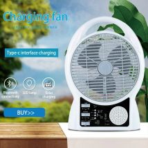 Ventola di ricarica USB solare portatile da 8 pollici Bluetooth ventilatore da campeggio all'aperto multifunzionale con grande vento con ventola da tavolo con lampada a LED