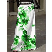 Frauen bedruckte Maxi röcke elegante A-Linie Büro High Street Bottoms 2024 vonda lässig lose Mode übergroße Röcke Femininas