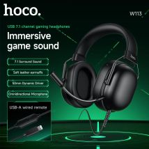 Cuffie wireless da gioco HOCO W113 con microfono cablato Canale USB7.1 da 50 mm con cavo audio Cuffie con audio surround per computer PC