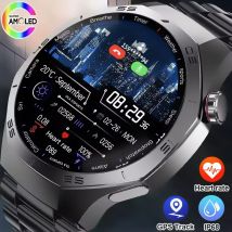 Nowy Smartwatch 2025 dla Androida i iOS, męski, ekran HD AMOLED, GPS, śledzenie ruchu, pomiar tętna, połączenia Bluetooth, wodoodporny.