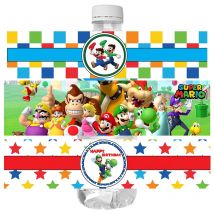 24 stücke Cartoon-Spiel Super Mario Wasser flasche Aufkleber Jungen Mädchen Geburtstags feier Dekoration Baby-Dusche Etiketten Paste Zubehör