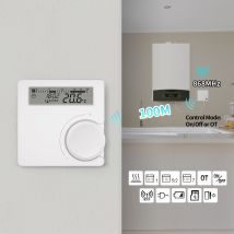 Opentherm Drahtloser Heizthermostat für Gaskessel, Batteriethermostat mit geringem Stromverbrauch, Kesseltemperaturregler, Wandmontage