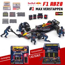 Bburago 1:43 F1 Red Bull Racing RB20 2024 # 1 Verstappen # 11 Perez fai da te Pit House auto in lega pressofuso modello giocattolo da collezione SF24