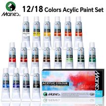 Marie's Acrylfarben-Set, 12/18 Farben x 0,41 Unzen/12 ml Tuben, professionell auf Felsen, Leinwand, Holz, Kunsthandwerk, Papier, Holz, Felsen für alle Altersgruppen