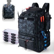 Goture 55*36*28 cm Multifunktionale Angeln Rucksack Tackle Tasche mit Angelrute Halter Fisch Ausrüstung Lagerung Camping Outdoor sport Tasche