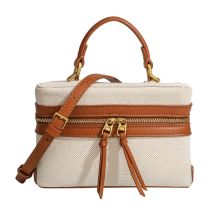 Retro-Box-Tasche aus Segeltuch mit Spleißen, Pendler-Tragetasche, Schulter-Crossbody-Taschen für Damen, tägliche Lunchbox-Tasche