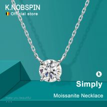 KNOBSPIN D VVS1 Moissanit-Halsketten für Damen, Solitär-Pendent-Diamant, GRA-zertifiziert, S925-Versilbert, 18 Karat zierliche Halskette