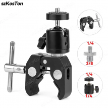 Super Clamp with 360° Mini Ball Head Quick Release Clamp Bracket Tripod Mount 1/4 Screw Clip for DSLR Camera GoPro DJI Insta 360