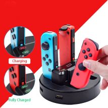 Accesorios portátiles para Nintendo Switch controlador cargador estación de acoplamiento para Switch Joycon adaptador de CA compatible con 4 Joy-con carga