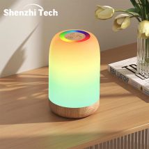 Lampada touch a LED con colore RGB dimmerabile, funzione di temporizzazione della lampada da tavolo con venature del legno, luce notturna ricaricabile tramite USB, per la decorazione dei bambini della