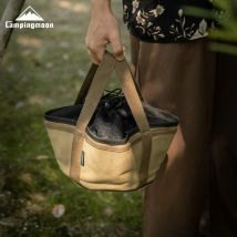 Camping moon dicke Leinwand im Freien Picknick liefert Einkaufstasche mit Kordel zug und große Kapazität Camping nieder län dischen Kochgeschirr Aufbewahrung tasche