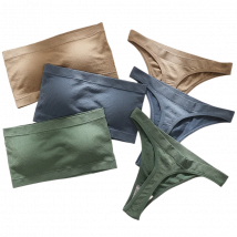 Nahtloses BH- und Höschen-Set für Damen, trägerloser Tube-BH, Damen-Unterwäsche mit hohem Beinausschnitt, sexy Dessous, einfarbiger Bandeau-BH-Top-Anzug