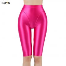 Frauen kurze Hosen ölig glänzende Glanz Strumpfhosen form anliegende undurchsichtige sexy Capri hose mit hoher Taille glatt super glatt dünne Leggings
