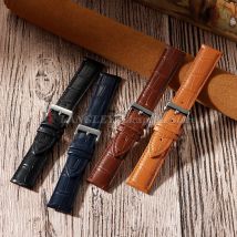 Kalbsleder-Uhrenarmband, 12 mm, 14 mm, 16 mm, 18 mm, 20 mm, 22 mm, 24 mm, Uhrenarmbänder für Damen und Herren, Uhrenzubehör, solide Schnalle, Schwarz, Braun