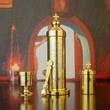 HTISOK Orthodoxes Heiligwasser-Set, religiöse Artikel zur Aufbewahrung und Verteilung von Heiligwasser, Kreuzdesign, Segenzeremonie