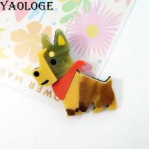 YAOLOGE Original Niche Splicing Animal Brooch Cute Cartoon Yellow Puppy Acrylic Badge Women Trendy Clothes Bag Accessories Pins