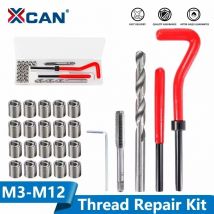 XCAN Strumento di riparazione del filo 25 pezzi M3/M4/M5/M6/M7/M8/M10/M12/14 per ripristinare la chiave inglese con filettatura danneggiata Punta elicoidale Utensile manuale