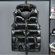 #3624 Autumn Black Silver Red Gold Sleeveless Jacket Men Shiny Surface Slim Casual VestCoat For Men Short Vest Waistcoat Warm