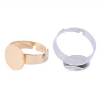 10pcs Stainless Steel Adjustable Ring Bezel Blanks 12mm Circle Pad Finger Ring Base Setting Trays Gold Plated Diy Jewelry Making