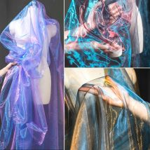 100 x 150 cm Ombre-Chiffon-Organza, zweifarbiger Farbverlauf, transparenter Stoff für Couture-Brautkleider, luxuriöse Vorhänge für Zuhause, DIY-Bastelbedarf