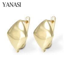 1 Pair Rhombus Smooth Brass Earring Hooks Clasps 18K Gold/ Rhodium Plated Accessories For DIY Women's Earring Making Nickel Free