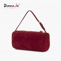 Donna-in Kleine Handtasche aus Wildleder, modische rote Umhängetasche aus echtem Schaffell