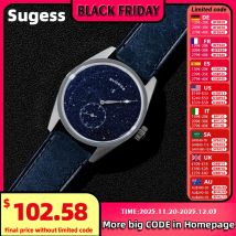 Sugess Orologio da uomo Automatico ST1721 Movimento Avventurina Orologi da polso meccanici Hardlex Vetro Moda Semplice Orologio da lavoro S451