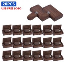 20 PCS/LOT Pamięć USB Flash Drive Wooden Box Pen Drive Wood USB2.0 Free Custom Logo 32GB 64GB Memory Stick for Gift 4GB 8GB 16GB