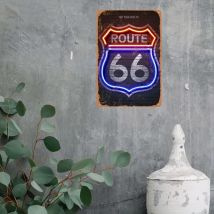 Retro Route 66 Neon Aluminium Zeichen perfektes Poster für Bar Restaurant oder Straßen dekoration erfassen den Geist des klassischen Americana