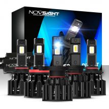 NOVSIGHT Faro per auto H4 Fascio Hi/Lo LED H7 H8 H9 H11 9005/HB3 9006/HB4 100W 20000LM 6000K Bianco Decodificatore automatico Lampadine per fari