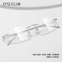 O-Q CLUB Ultraleichte Titan-Lesebrillengestelle für Herren, modisch, schlicht, randlos, Myopie-Brille, individuelle Brillen
