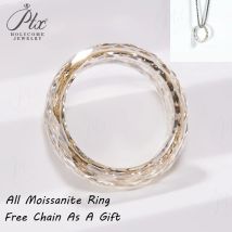 Ring mit 100 % Moissanit-Diamant, Vorschlag, Verlobung, Hochzeit, Jahrestag, Geschenk, luxuriöser, hochwertiger, seltener Schmuck, kostenlose Kette als Geschenk