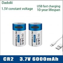 Batteria al litio CR2 3,7 V 6000 mAh Ricarica rapida USB, per GPS, telecamere di sicurezza, dispositivi medici, ricaricabile, durevole
