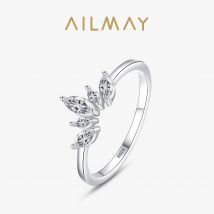 Ailmay Mode 925 Sterling Silber Einfache Krone Finger Ring Elegante Klare Zirkon Ringe Für Frauen Mädchen Party Zubehör Schmuck