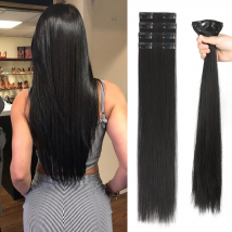 LUPU Kunstfaser-Haarverlängerungen, einfach zu tragen, hitzebeständig, 16/20/24 Zoll, 4er-Set, vielseitig einsetzbar für alle Benutzer