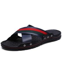Marke Sommer Männer Hausschuhe Mode Leder Cross Strap Strand Wasser Schuhe Männer Hohe Qualität Hausschuhe Große Größe 38-47