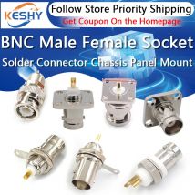 1-10PCS BNC Female Socket Solder Connector Chassis Panel Mount Coaxial Cable For Welding Machine Parts 50ohm BNC-50KY Insulation