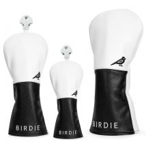 Weiße Premium-Leder-Golf-Schlägerkopfhülle von Birdie, elegante Stickerei, hochwertige Golfschläger-Schlägerkopfhüllen aus Fariway-Holz, Hybr