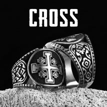 Anelli da uomo con croce crociata di Gerusalemme Gioielli da donna in acciaio inossidabile Vintage Punk Rock Cool Stuff Accessori moda Regalo all'ingrosso